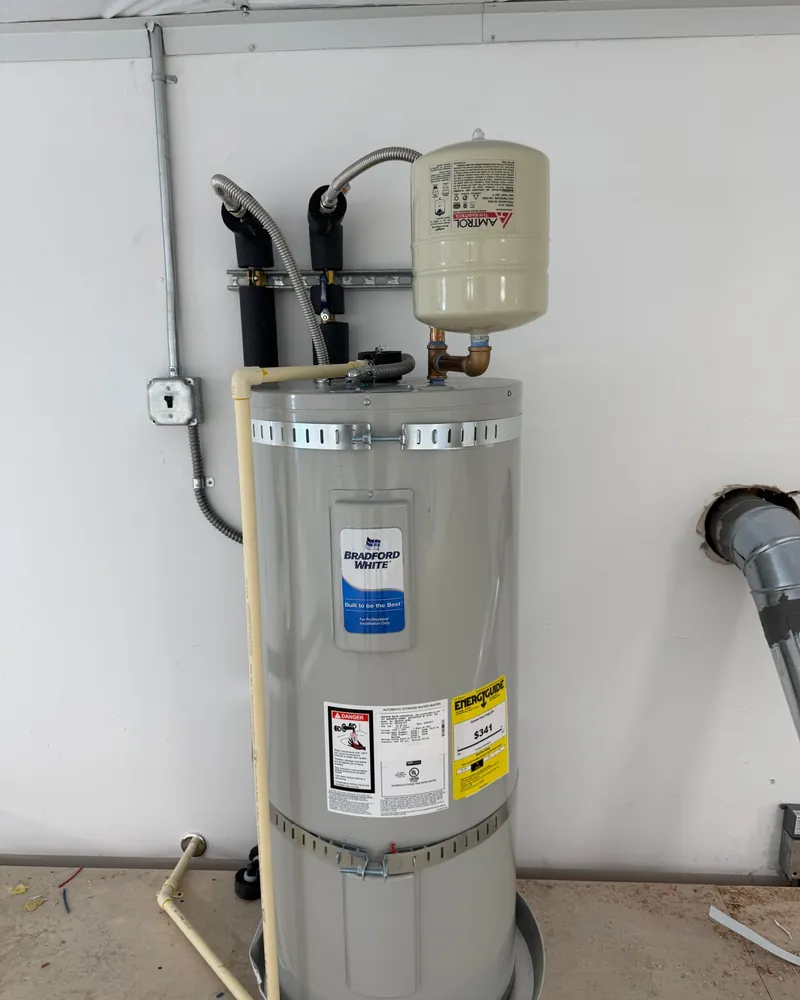 Electric tank install with expansion tank and seismic straps